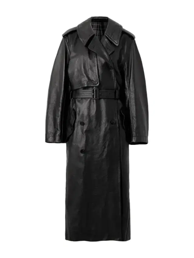 Cocoon Double-breasted Belted Leather Trench