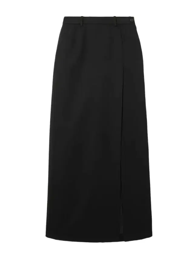 Wrap-effect Wool-gabardine Maxi Skirt