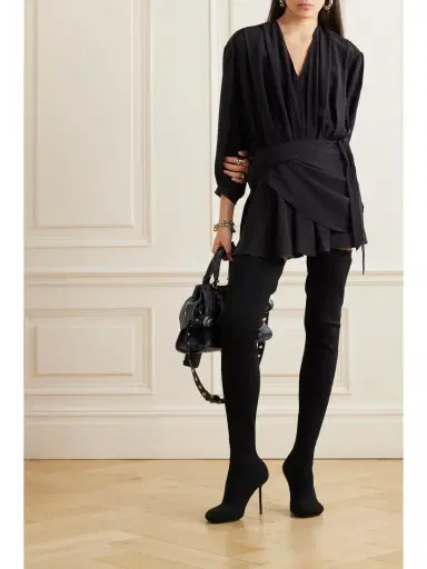Balenciaga Draped Wrap-effect Silk Crepe De Chine Mini Dress | Thumbnail 2 Balenciaga Draped Wrap-effect Silk Crepe De Chine Mini Dress | Thumbnail 2