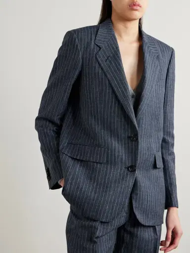 Loro Piana Pinstriped Linen, Wool And Silk-blend Blazer | Thumbnail 3 Loro Piana Pinstriped Linen, Wool And Silk-blend Blazer | Thumbnail 3