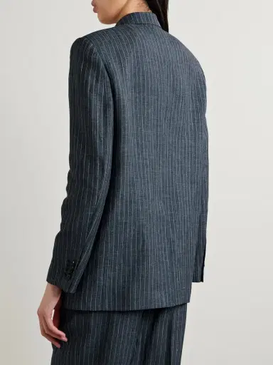 Loro Piana Pinstriped Linen, Wool And Silk-blend Blazer | Thumbnail 4 Loro Piana Pinstriped Linen, Wool And Silk-blend Blazer | Thumbnail 4