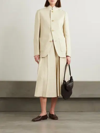 Loro Piana Pleated Woven Midi Skirt | Thumbnail 2 Loro Piana Pleated Woven Midi Skirt | Thumbnail 2