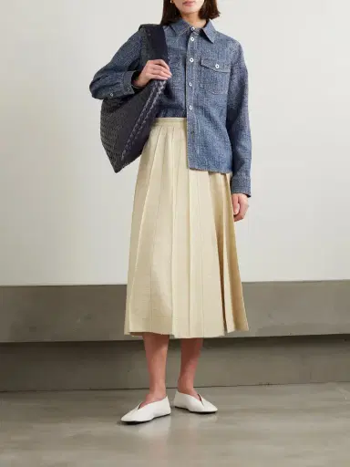 Loro Piana Pleated Woven Midi Skirt | Thumbnail 5 Loro Piana Pleated Woven Midi Skirt | Thumbnail 5