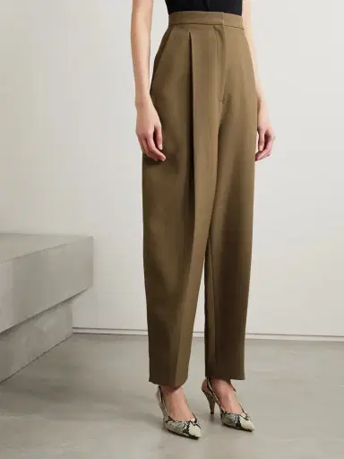 Khaite Ashford Pleated Woven Tapered Pants | Thumbnail 3