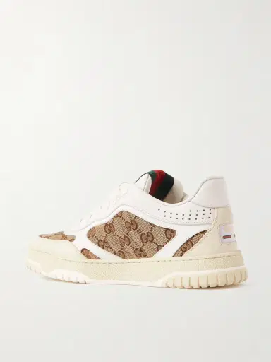 Gucci Re-web Leather And Canvas-jacquard Sneakers | Thumbnail 3