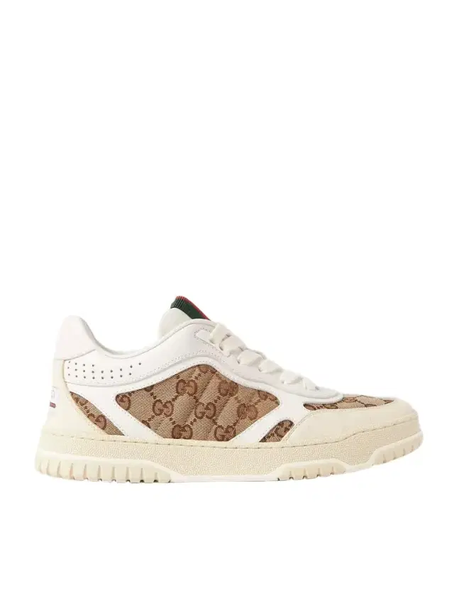 Re-web Leather And Canvas-jacquard Sneakers