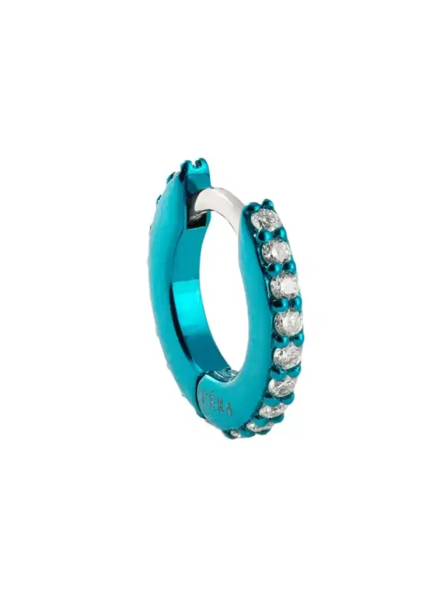 Mini White Gold Diamond Single Hoop Earring