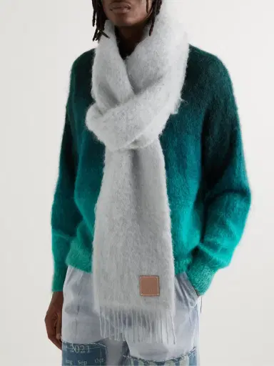 Loewe Leather-trimmed Fringed Mohair-blend Scarf | Thumbnail 5 Loewe Leather-trimmed Fringed Mohair-blend Scarf | Thumbnail 5
