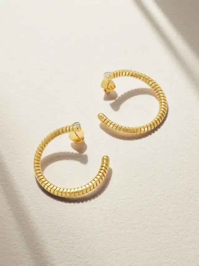 Marina B Trisolina 18-karat Gold Diamond Hoop Earrings