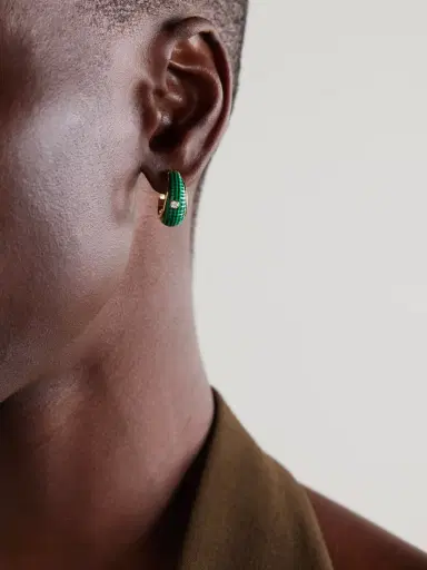 Yvonne Léon Berlingot 9-karat Gold, Malachite And Topaz Earrings | Thumbnail 2