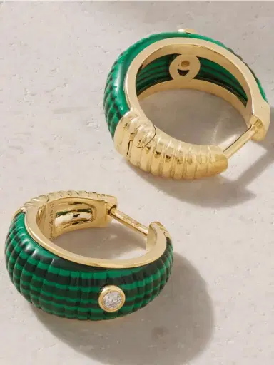 Yvonne Léon Berlingot 9-karat Gold, Malachite And Topaz Earrings | Thumbnail 3