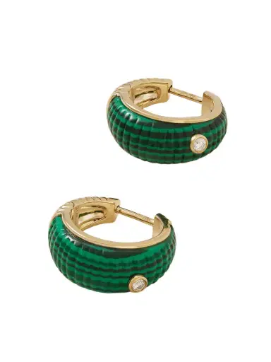 Yvonne Léon Berlingot 9-karat Gold, Malachite And Topaz Earrings | Thumbnail 1