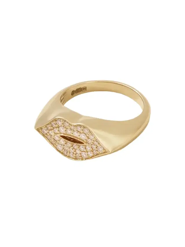 Lips 1-karat Gold Diamond Signet Ring
