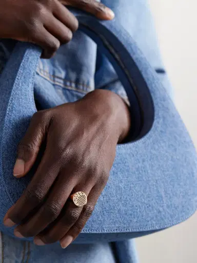 Sydney Evan Oval Fishnet 14-karat Diamond Signet Ring | Thumbnail 2