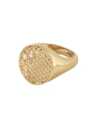 Sydney Evan Oval Fishnet 14-karat Diamond Signet Ring | Thumbnail 1