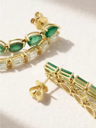 SHAY Mixed 18-karat Gold, Emerald And Diamond Earrings | Thumbnail 3 SHAY Mixed 18-karat Gold, Emerald And Diamond Earrings | Thumbnail 3