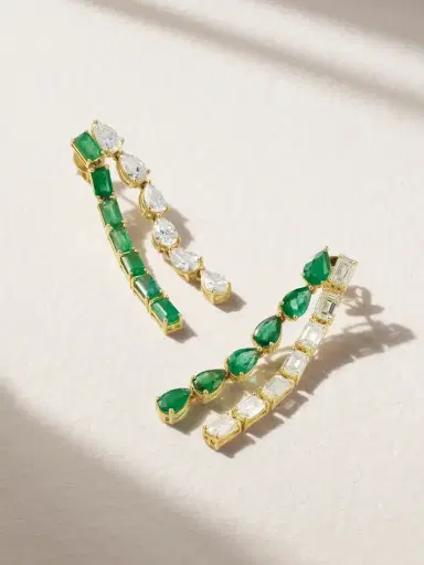 SHAY Mixed 18-karat Gold, Emerald And Diamond Earrings | Thumbnail 1 SHAY Mixed 18-karat Gold, Emerald And Diamond Earrings | Thumbnail 1