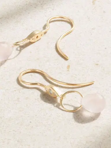 Melissa Joy Manning 14-karat Recycled Gold, Rose Quartz And Diamond Earrings | Thumbnail 3 Melissa Joy Manning 14-karat Recycled Gold, Rose Quartz And Diamond Earrings | Thumbnail 3