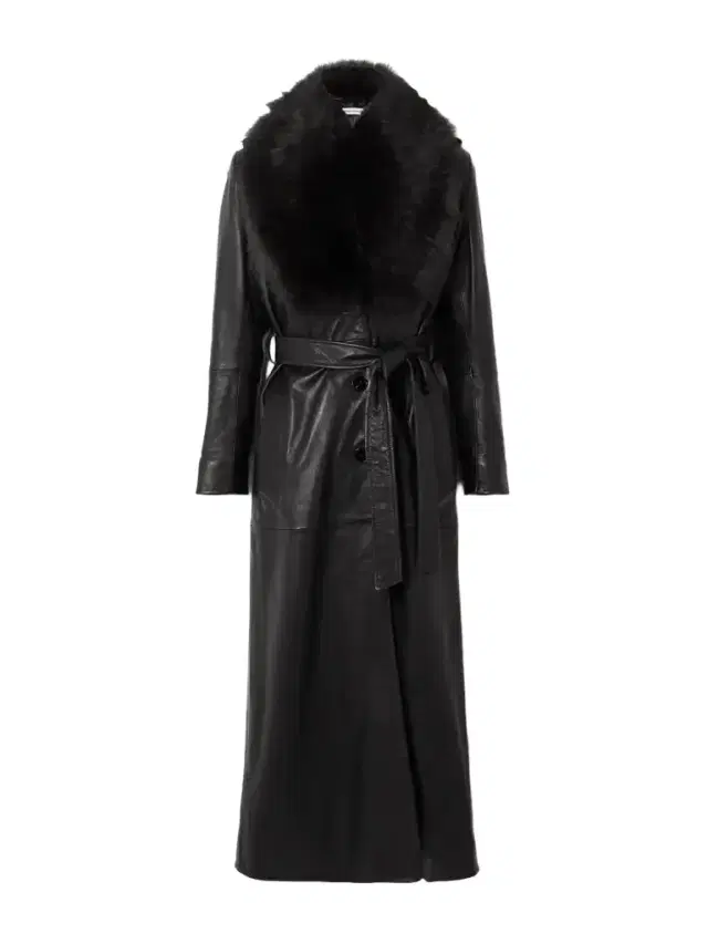 Dakota Belted Shearling-trimmed Leather Coat