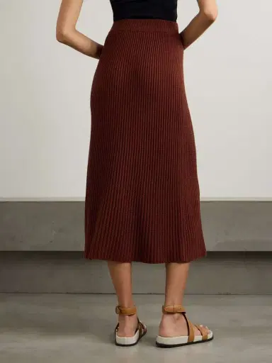 Loro Piana Ikeda Ribbed Silk And Cotton-blend Midi Skirt | Thumbnail 3 Loro Piana Ikeda Ribbed Silk And Cotton-blend Midi Skirt | Thumbnail 3