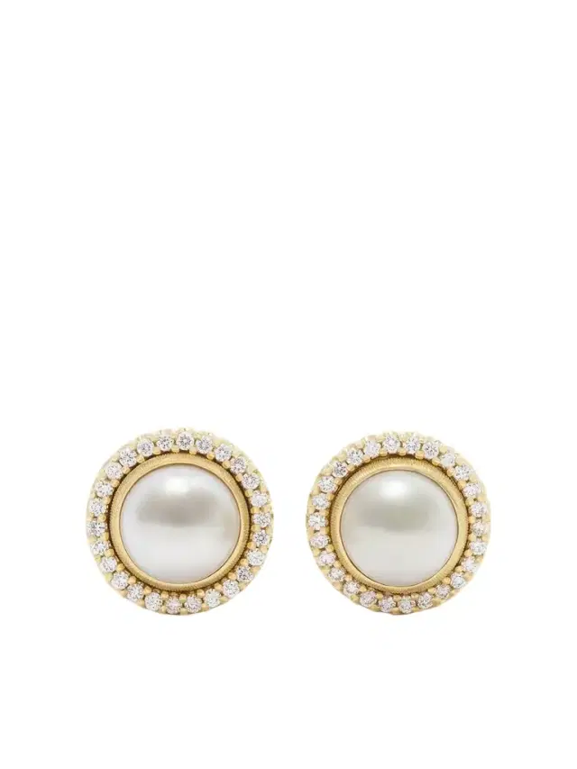 OLE LYNGGAARD COPENHAGEN Lotus 18-karat Gold, Pearl And Diamond Earrings