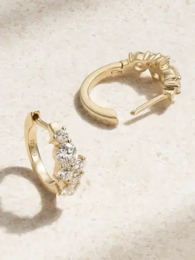 Sydney Evan 14-karat Gold Diamond Hoop Earrings | Thumbnail 3 Sydney Evan 14-karat Gold Diamond Hoop Earrings | Thumbnail 3