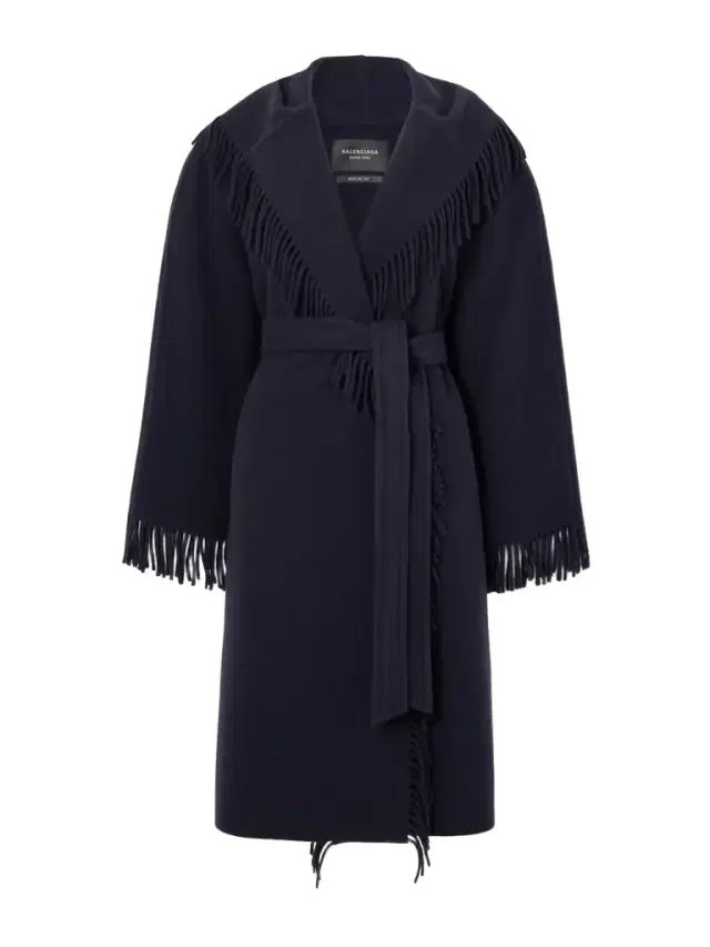 Fringed Hooded Brushed Wool Coat