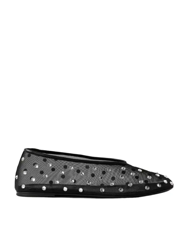 Marcy Crystal-embellished Mesh Ballet Flats