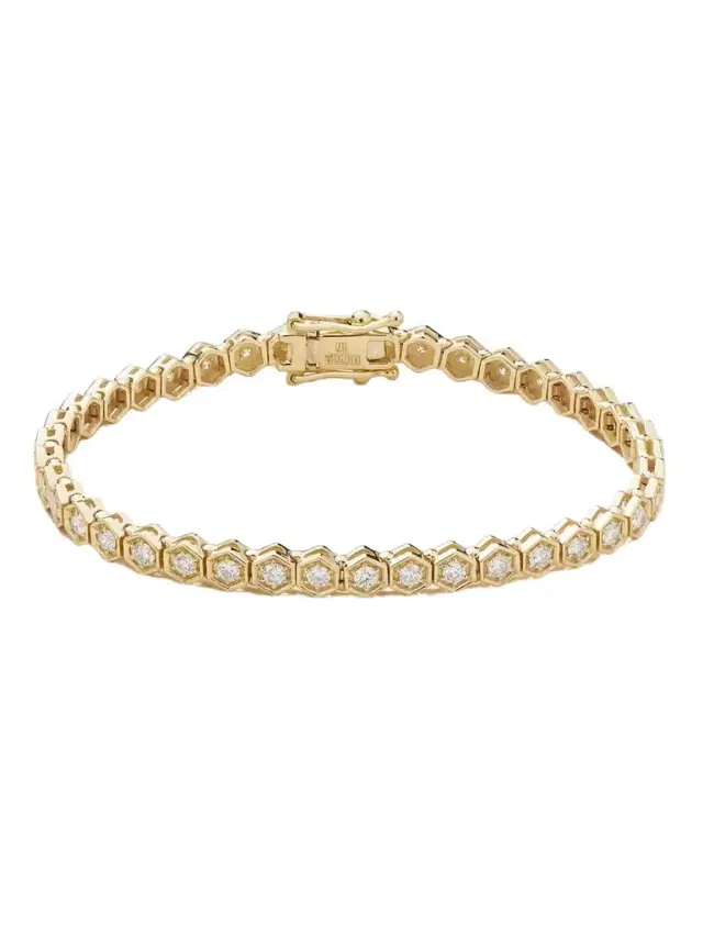 Hexagon Large 18-karat Gold Diamond Tennis Bracelet