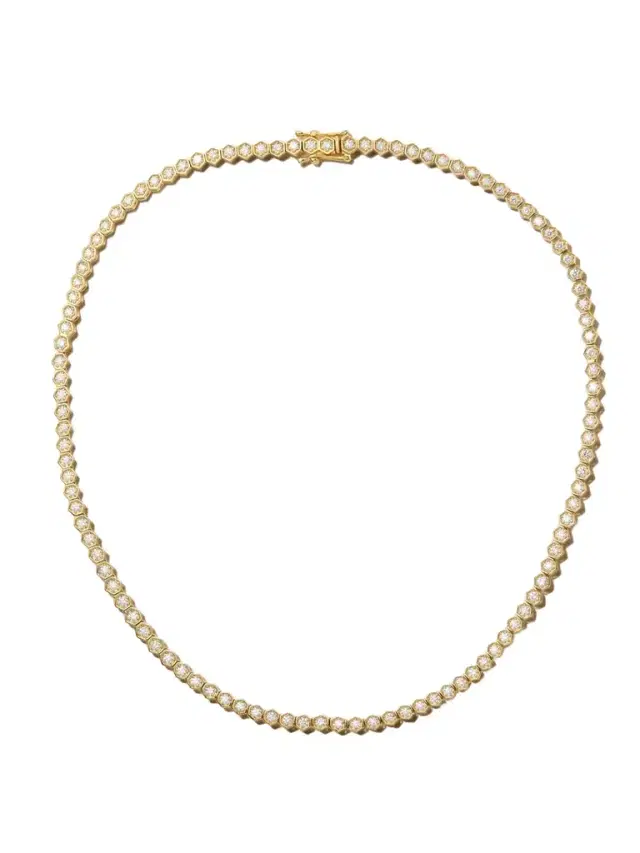 KOLOURS JEWELRY Hexagon Large 18-karat Gold Diamond Necklace