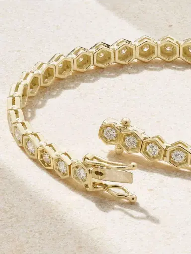 KOLOURS JEWELRY Hexagon Xxlarge 18-karat Gold Diamond Tennis Bracelet | Thumbnail 3