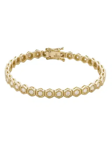 KOLOURS JEWELRY Hexagon Xxlarge 18-karat Gold Diamond Tennis Bracelet | Thumbnail 1