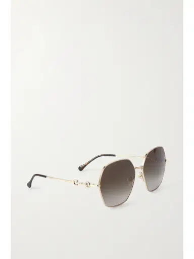 Gucci Eyewear Gg Horsebit D-frame Gold-tone Metal Sunglasses | Thumbnail 3