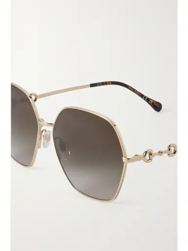 Gucci Eyewear Gg Horsebit D-frame Gold-tone Metal Sunglasses | Thumbnail 4