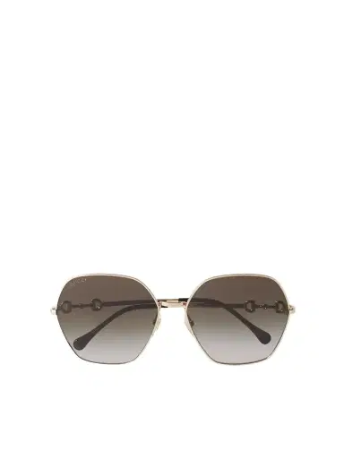 Gucci Eyewear Gg Horsebit D-frame Gold-tone Metal Sunglasses | Thumbnail 1