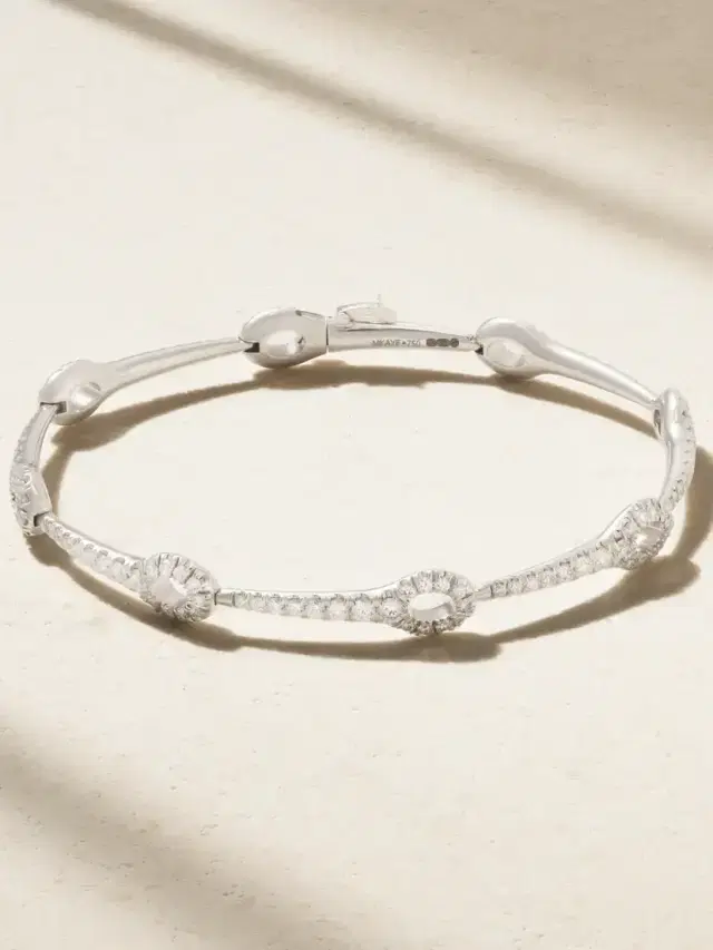 Lola Needle Linked 18-karat White Gold Diamond Bracelet