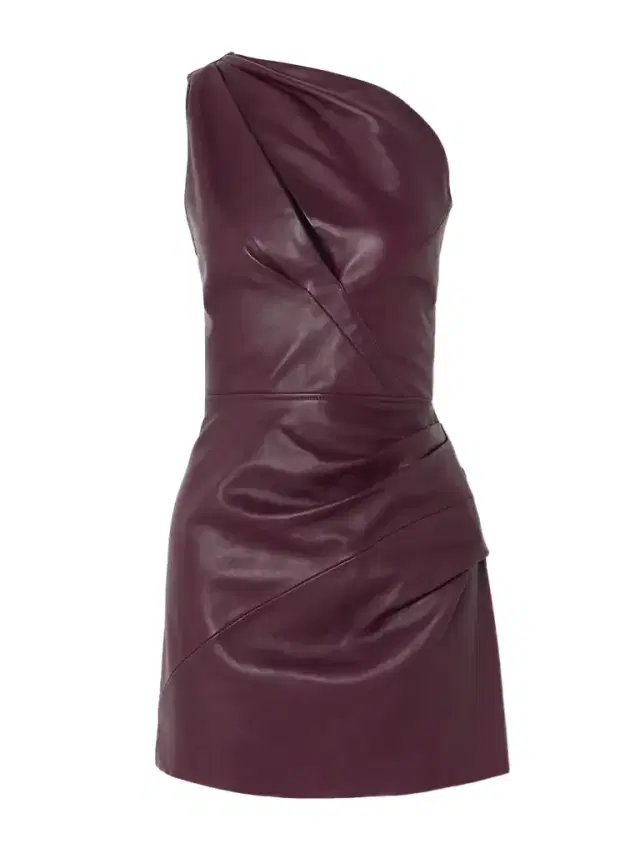 Manuka One-shoulder Cutout Draped Leather Mini Dress