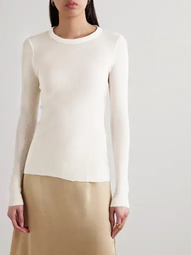 James Perse Ribbed Cotton And Cashmere-blend T-shirt | Thumbnail 3 James Perse Ribbed Cotton And Cashmere-blend T-shirt | Thumbnail 3