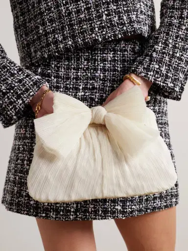 Loeffler Randall Rayne Bow-embellished Plissé-organza Clutch | Thumbnail 2