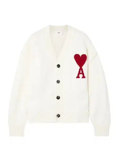 AMI PARIS Adc Intarsia Merino Wool Cardigan | Thumbnail 1