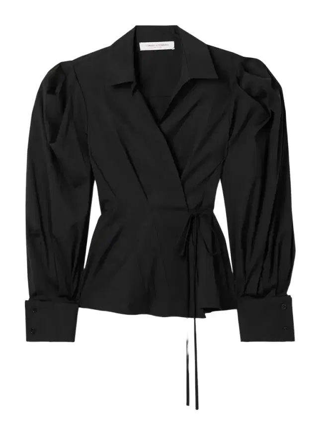 Wrap-effect Paneled Cotton-blend Poplin Shirt