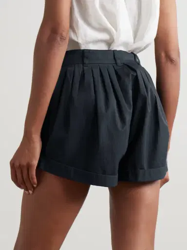 DÔEN Paige Pleated Organic Cotton-poplin Shorts | Thumbnail 4 DÔEN Paige Pleated Organic Cotton-poplin Shorts | Thumbnail 4
