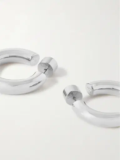 Jennifer Fisher Natasha Huggies Silver-tone Hoop Earrings | Thumbnail 3 Jennifer Fisher Natasha Huggies Silver-tone Hoop Earrings | Thumbnail 3