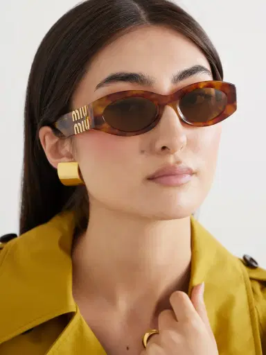 Miu Miu Eyewear Glimpse Oval-frame Tortoiseshell Acetate Sunglasses | Thumbnail 2 Miu Miu Eyewear Glimpse Oval-frame Tortoiseshell Acetate Sunglasses | Thumbnail 2