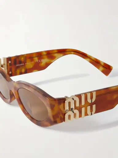 Miu Miu Eyewear Glimpse Oval-frame Tortoiseshell Acetate Sunglasses | Thumbnail 4 Miu Miu Eyewear Glimpse Oval-frame Tortoiseshell Acetate Sunglasses | Thumbnail 4