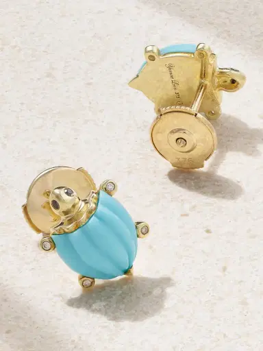 Yvonne Léon 9-karat Gold, Turquoise And Diamond Earrings | Thumbnail 3