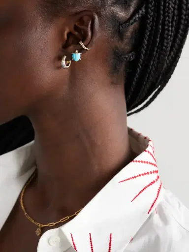 Yvonne Léon 9-karat Gold, Turquoise And Diamond Earrings | Thumbnail 4