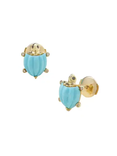 Yvonne Léon 9-karat Gold, Turquoise And Diamond Earrings | Thumbnail 1