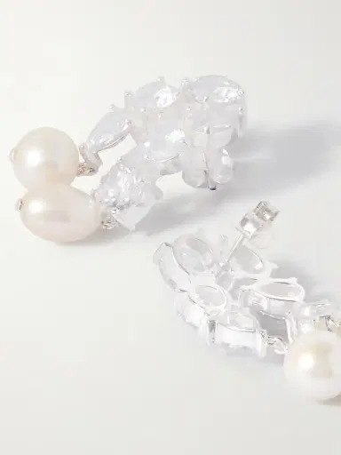 Completedworks Cascading Recycled Silver, Cubic Zirconia And Pearl Earrings | Thumbnail 3 Completedworks Cascading Recycled Silver, Cubic Zirconia And Pearl Earrings | Thumbnail 3