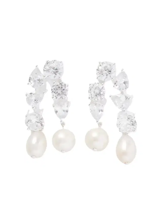 Completedworks Cascading Recycled Silver, Cubic Zirconia And Pearl Earrings